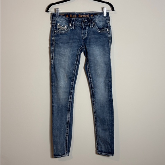 Rock Revival Laney Skinny Jeans Embellished Bejeweled Size 25 - Picture 2 of 6